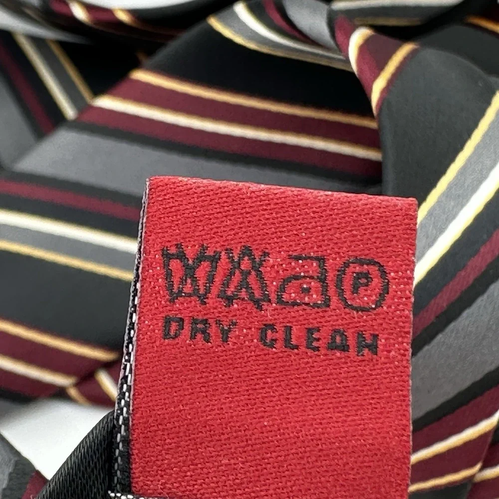 Bergamo New York Striped Necktie Black Gray Burgundy‎ Gold 57